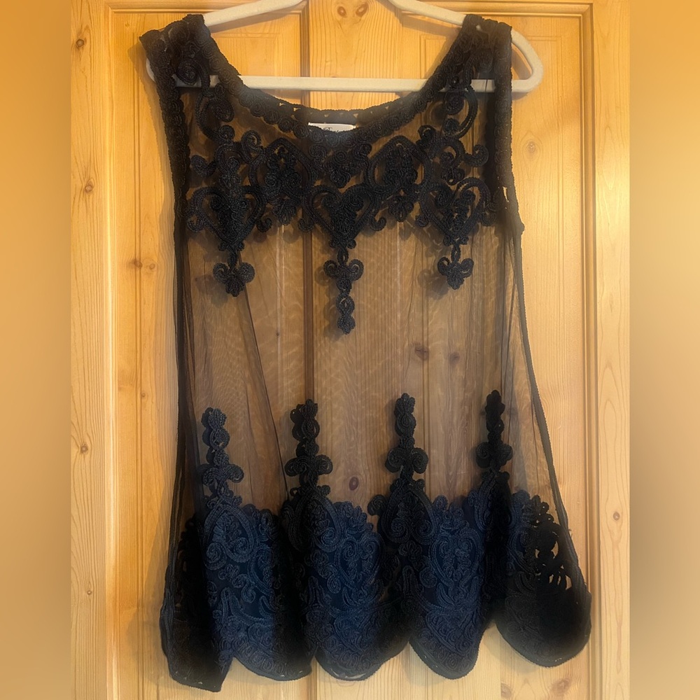Sheer Black Top Sz L